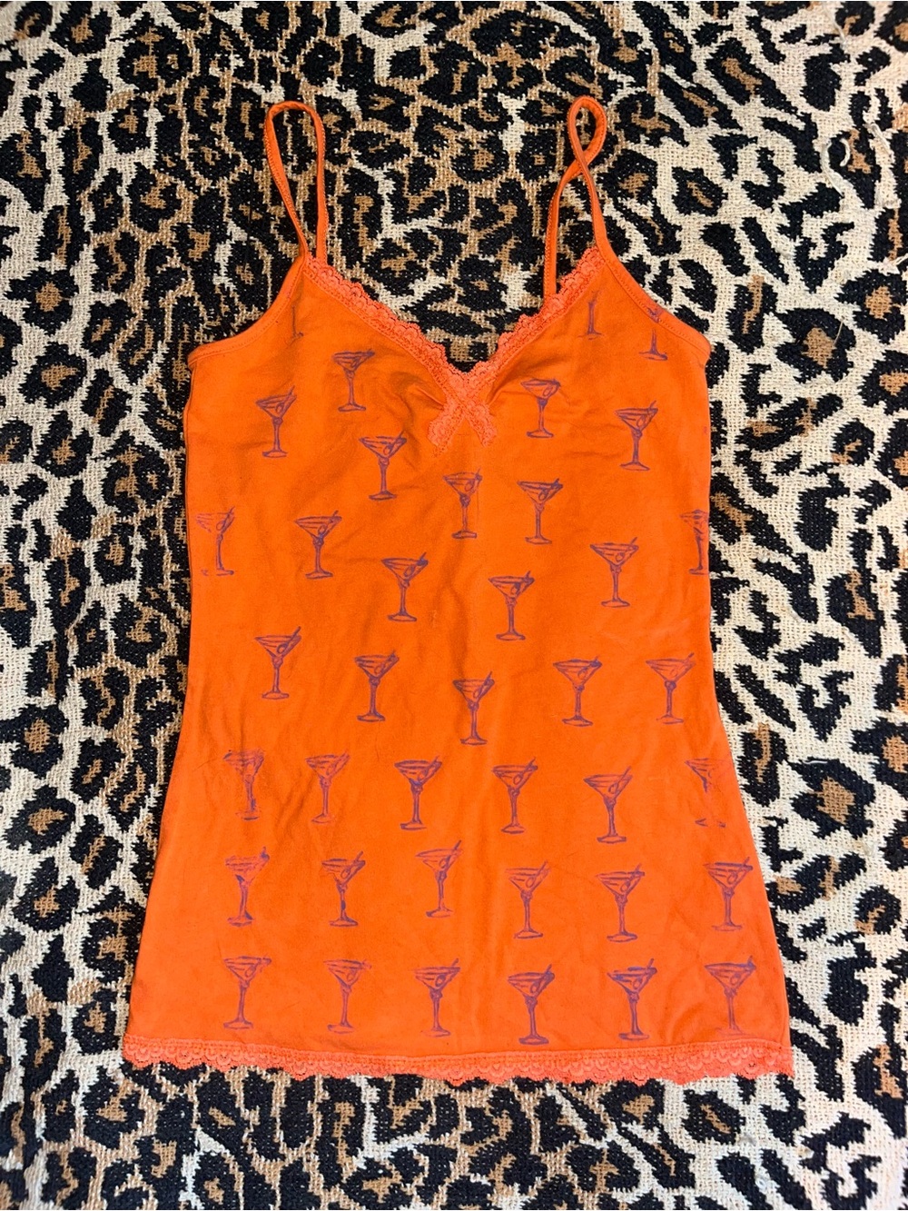 Orange Martini Print Lace Trim Camisole custom made by me